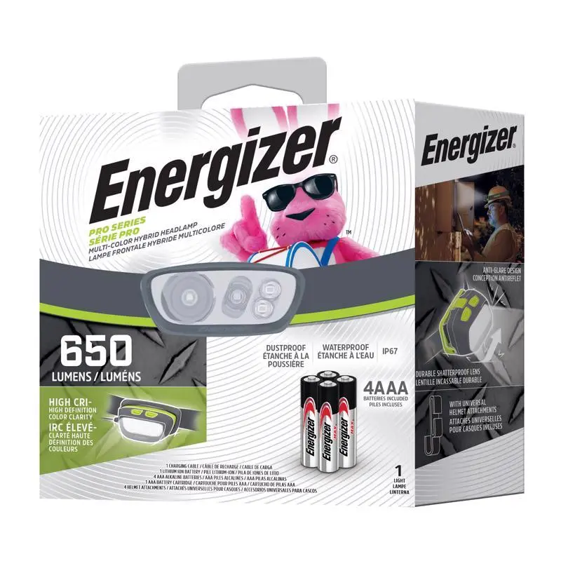Energizer Pro Series 650 Lumen Gray Green LED Head Lamp AAA Battery
