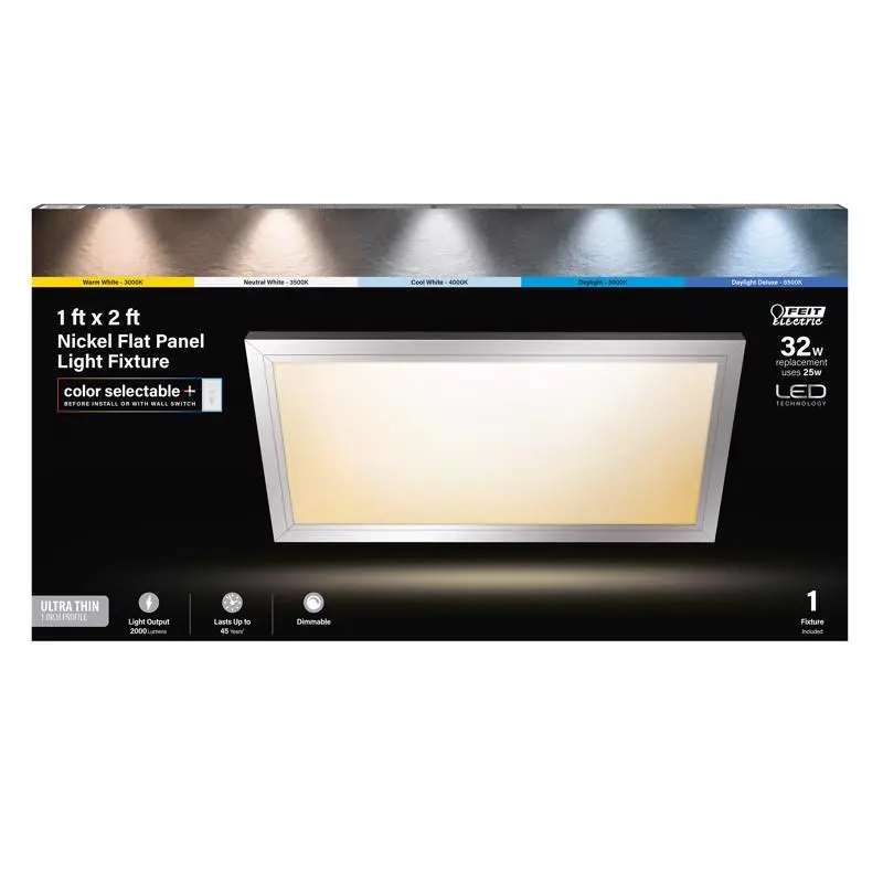 Feit EDGELIT 1x12x23.8 Inch Brushed Nickel White LED Flat Panel Light Fixture