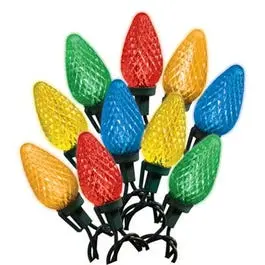 Christmas LED Light Set C9 Multi Faceted 25 Count Shatterproof Holiday Lights Holiday Wonderland