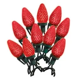 Christmas LED Light Set C9 Red Faceted 25 Count Holiday Decorations Holiday Wonderland