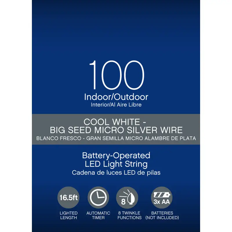Celebrations LED Micro Dot Fairy Lights Cool White 100 Count String 16.5 Feet Pack 12