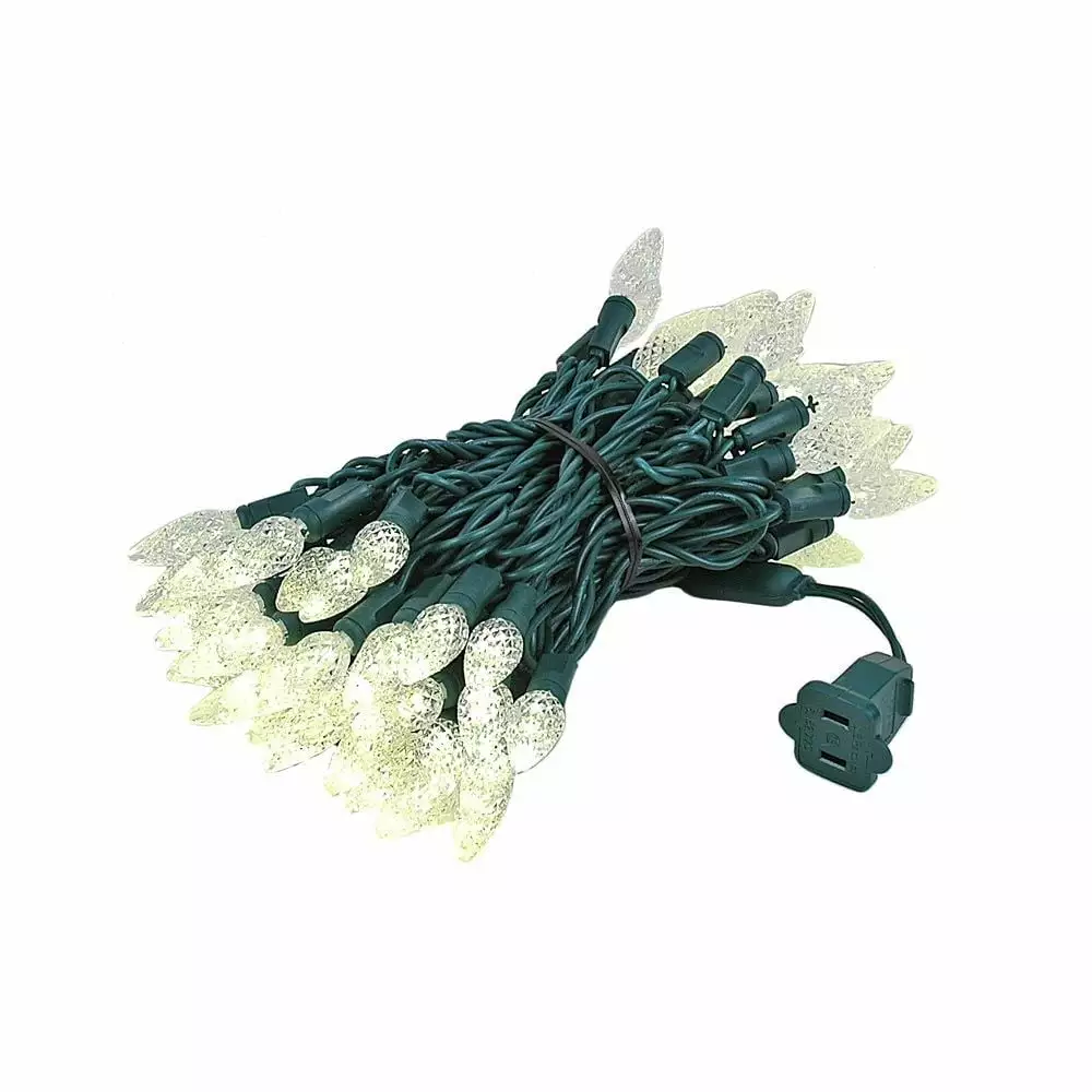 Novelty Lights 70 Light C6 LED Christmas Mini Light Set Commercial Grade Outdoor Warm White Green Wire 24 Feet