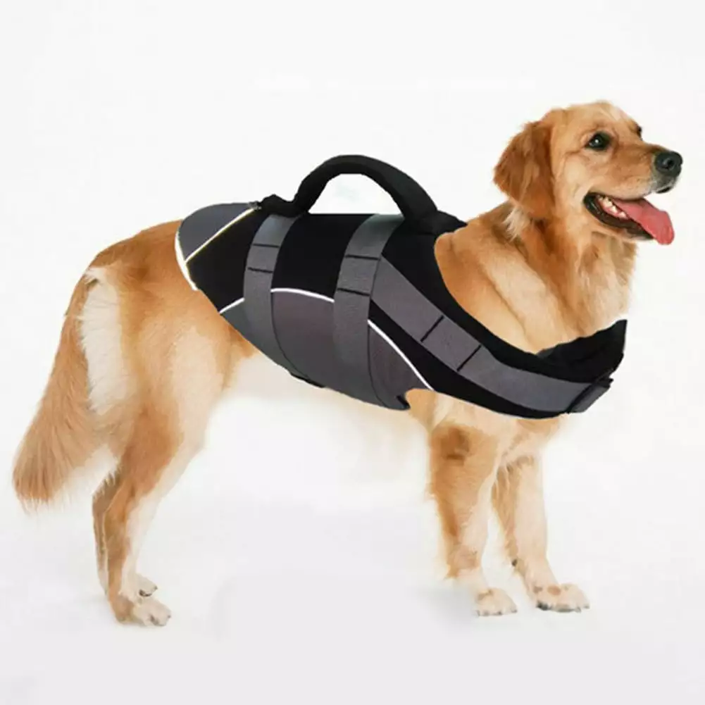 Dog Life Jacket Reflective Adjustable Pet Life Vest Rescue Handle Swimming and Boating L