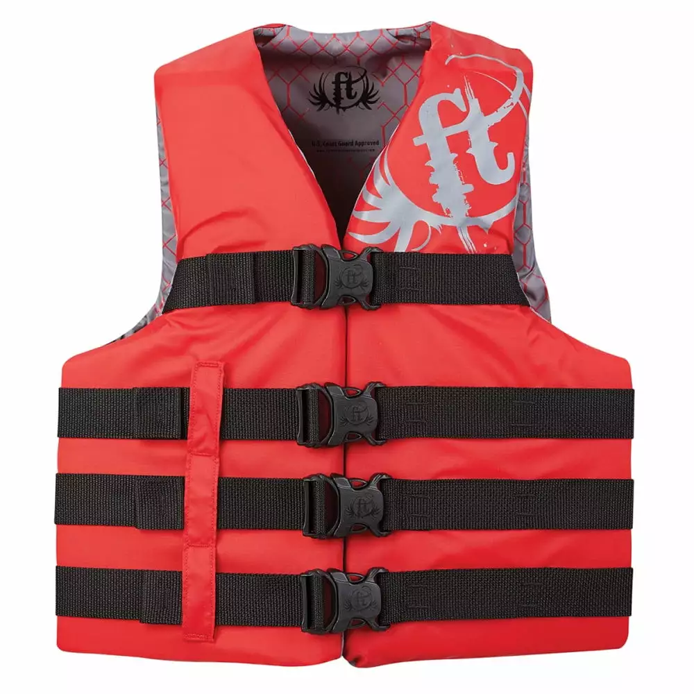 Full Throttle 112200-100-030-19 Adult Dual-Sized Nylon Water Sports Vest Small Medium 32-40 Chest Red 2xl