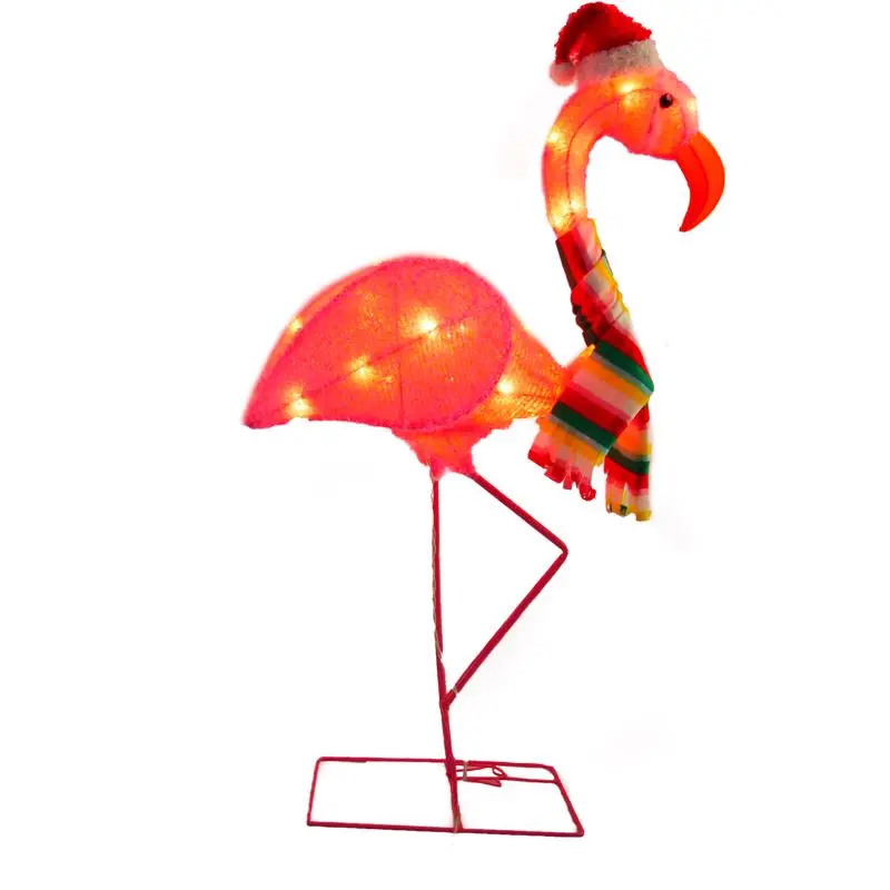 Celebrations 3 ft. Clear Lighted Flamingo Yard Decor Outdoor Lighting