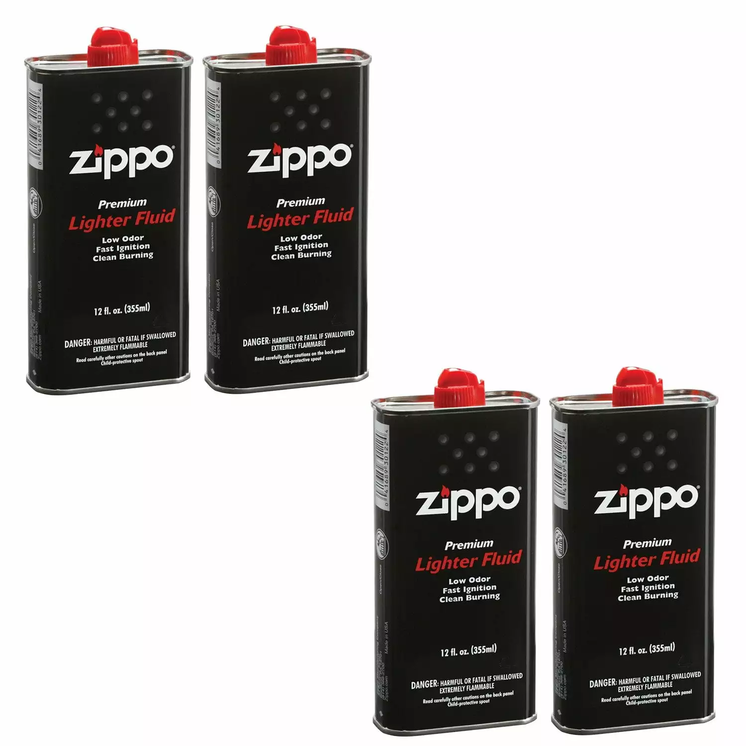 Zippo Lighter Fluid Fuel 12 fl.oz 4 Value Pack Lighters and Torches Zippo Manufacturing Company