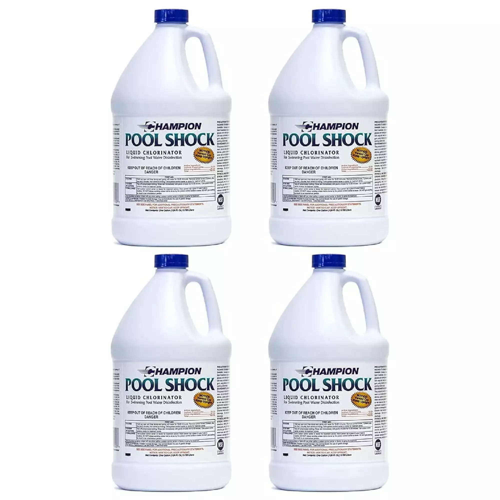 Champion Pool Shock Liquid Chlorinator Pool Water Disinfection - 4 Pack 4