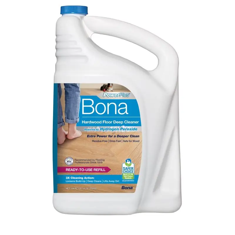 Bona PowerPlus Hardwood Floor Cleaner Liquid 128 oz Pack 4
