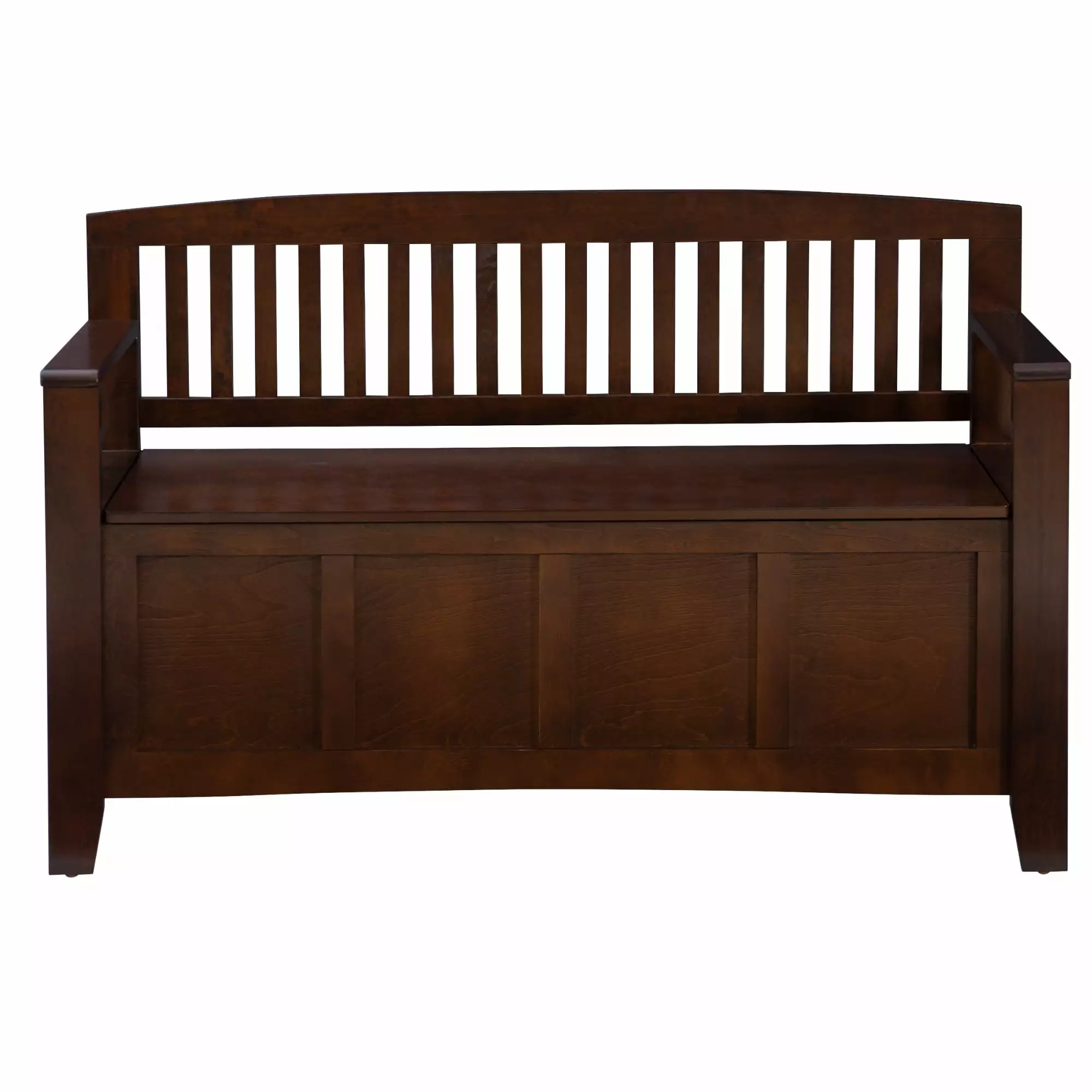 Contemporary Home Living Slatted Back Storage Bench Walnut Brown 50 Inches Benches