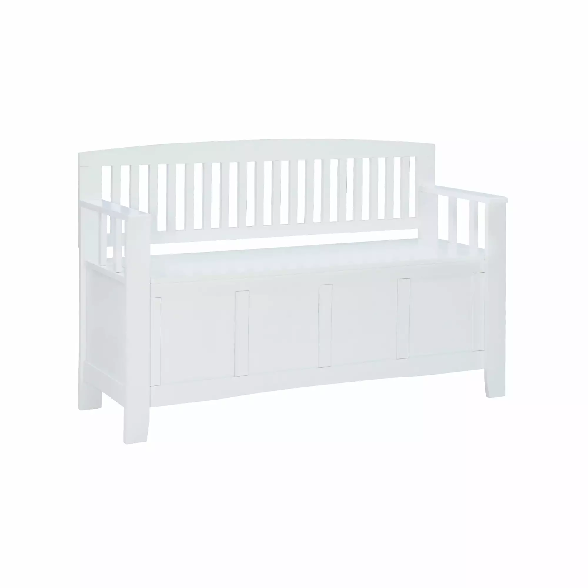 Contemporary Home Living Slatted Back Storage Bench White 50 Inches Benches