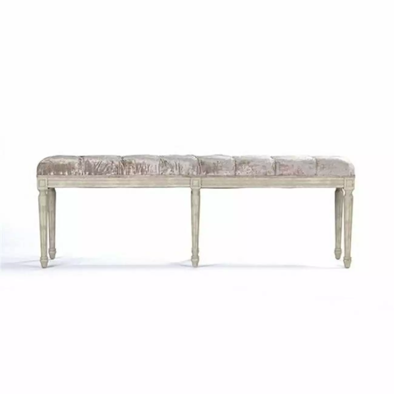 Zentique Louie Tufted Bench Crushed Champagne Velvet - 54 x 19 x 16 - Luxurious Living Room Seating Benches
