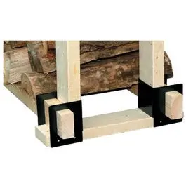 Log Rack Brackets Black 6-1/2 x 9-1/4 x 4-1/4-Inch 4-Piece Set Various