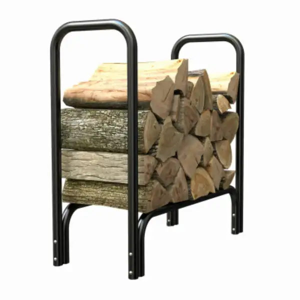 Panacea 15215 Deluxe Steel Log Rack Black Powder Coat Finish 2 Feet
