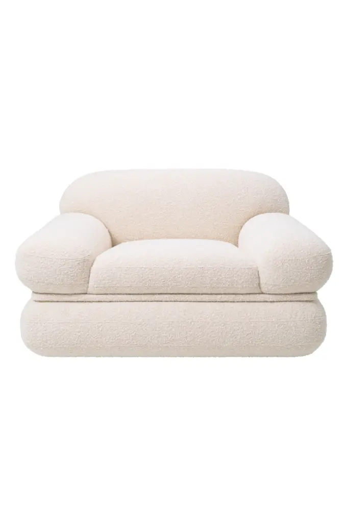 Boucl�� Cream Lounge Chair Eichholtz M��nard Modern Comfortable Living Room Furniture