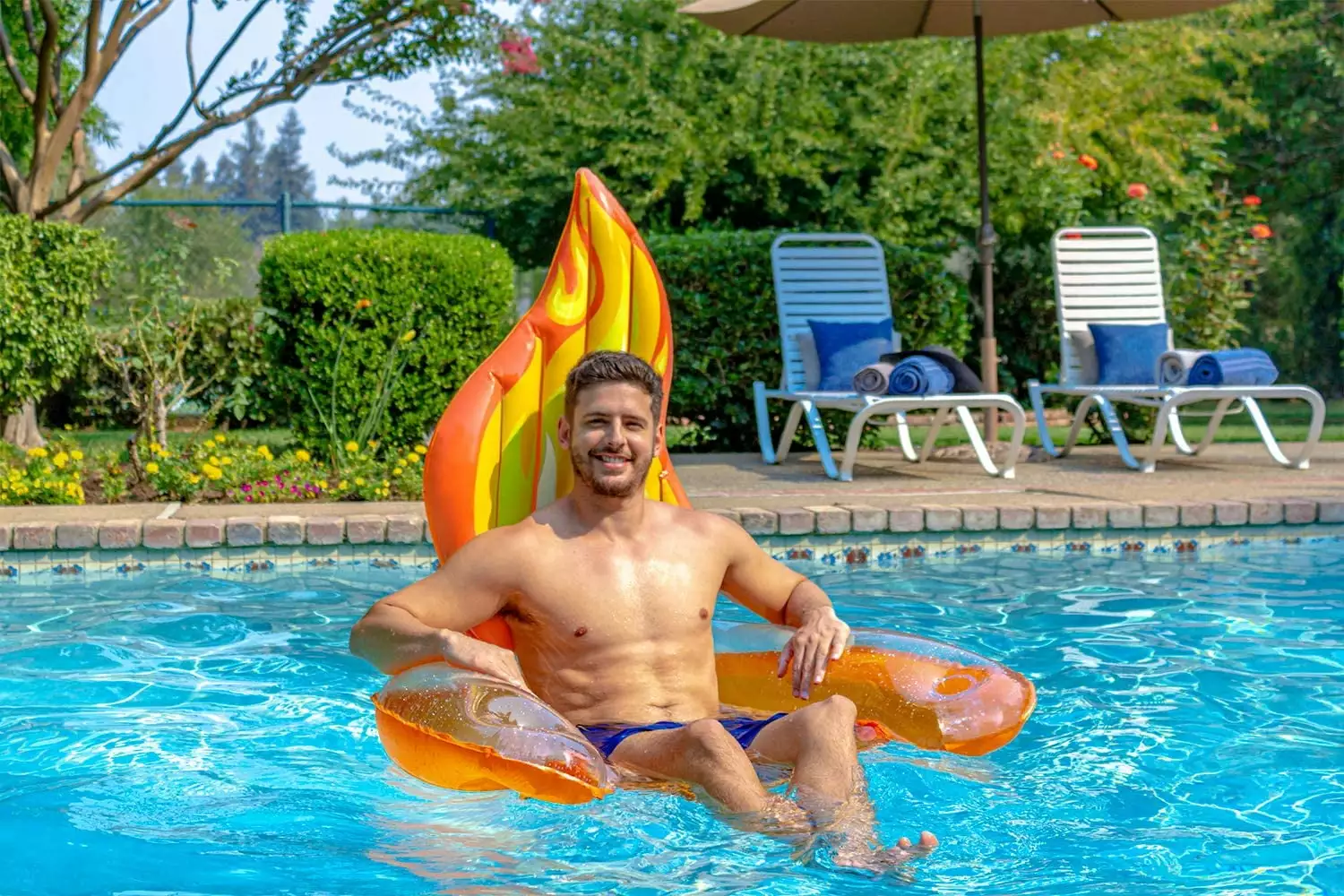 Poolmaster Swimming Pool Float Sling Water Chair Flame Red Relaxing Pool Sling