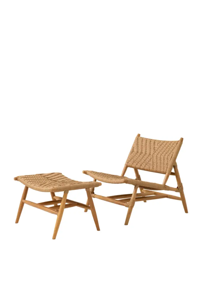 Weave Outdoor Chair and Foot Stool Eichholtz Laroc Relaxing Patio Set