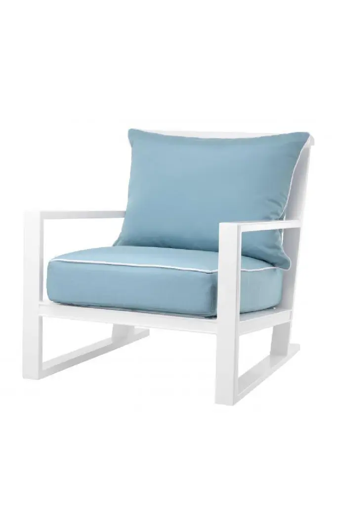 White Outdoor Sunbrella Lounge Chair Eichholtz Como Comfortable Patio Seating