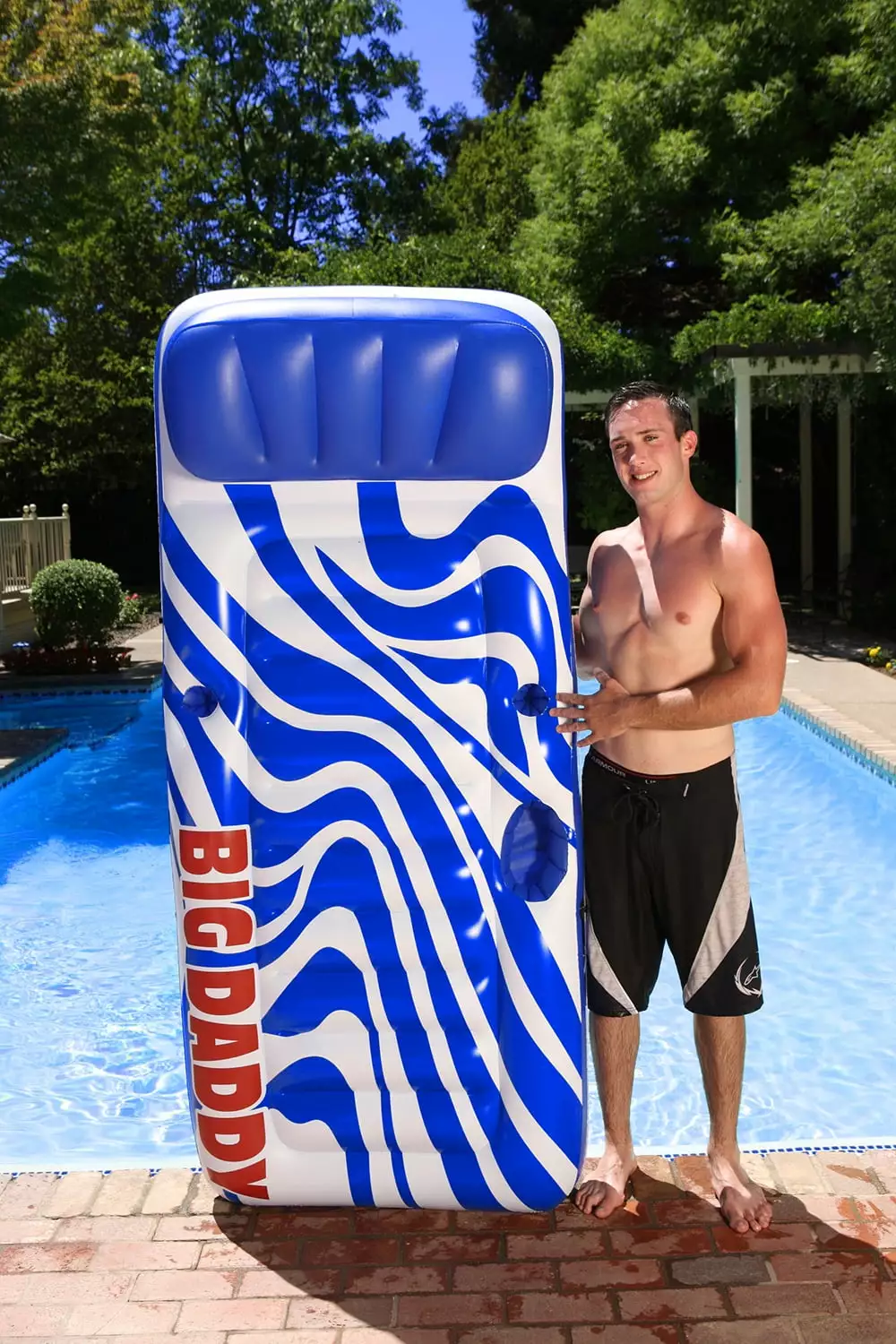 Poolmaster Vinyl Big Daddy Mattress Pool Float Blue Comfortable Lounge Mat