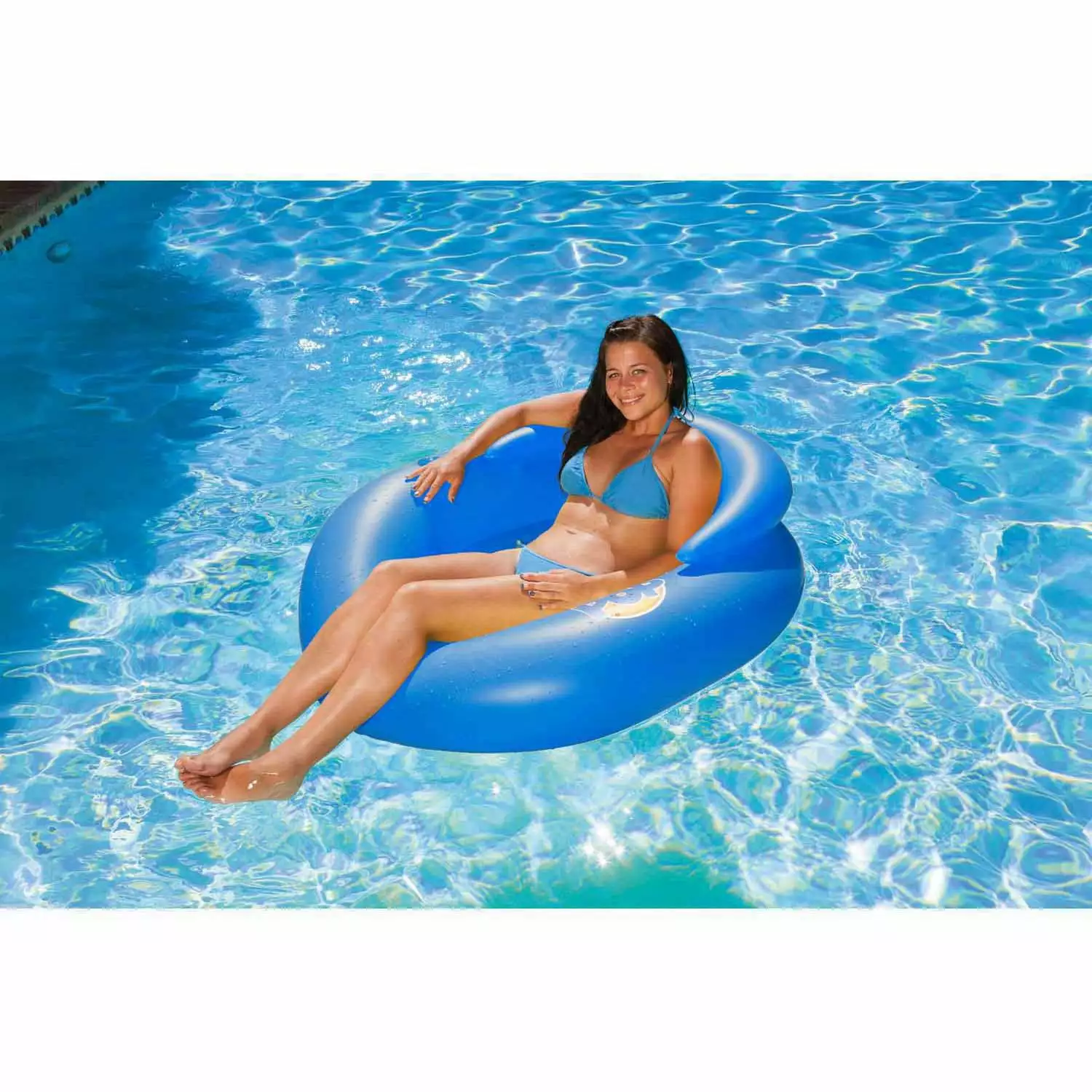 Poolmaster Water-Pop Mesh Bottom Swimming Pool Float Lounge Blue Comfortable