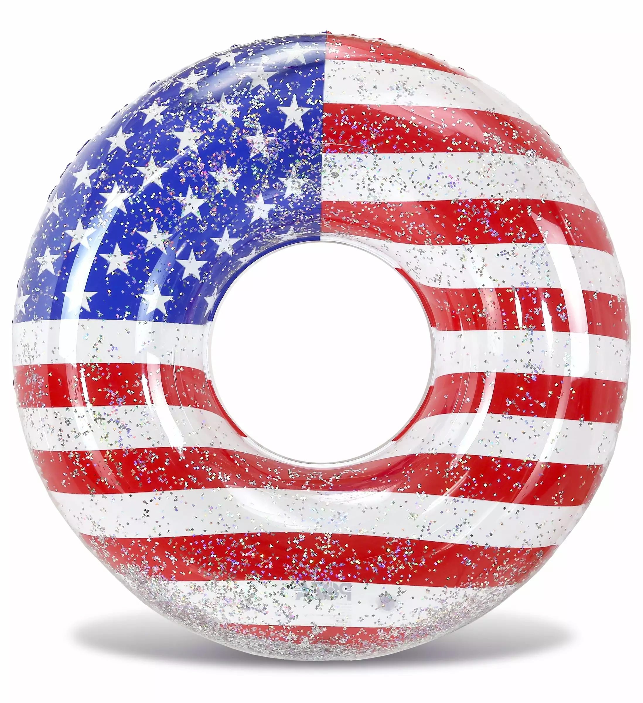 POZA Inflatable USA Flag Giant Pool Float Tube Sparkle Silver Stars
