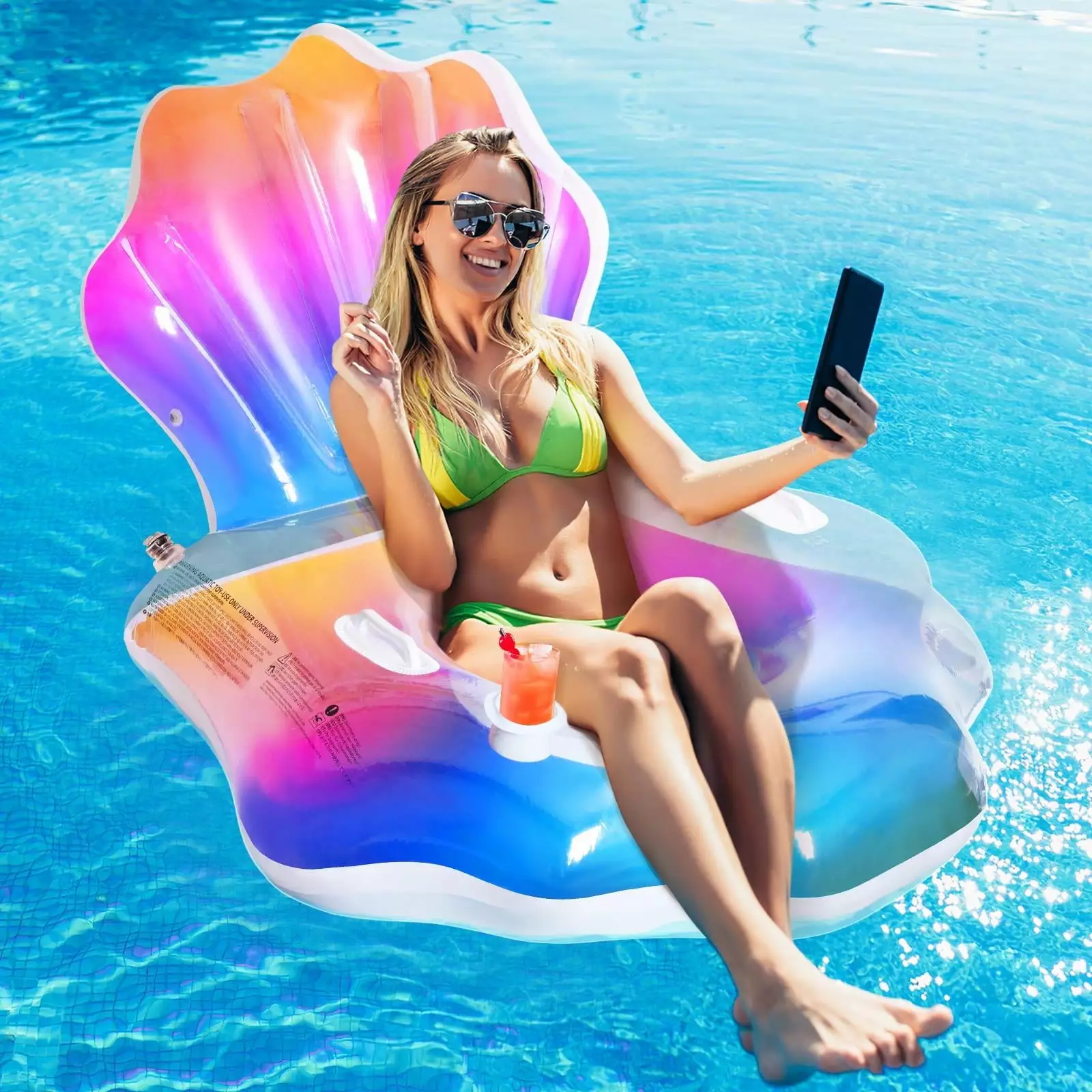 MoKo Inflatable Pool Floats Chair Extra Large Clamshell Lounger Handles