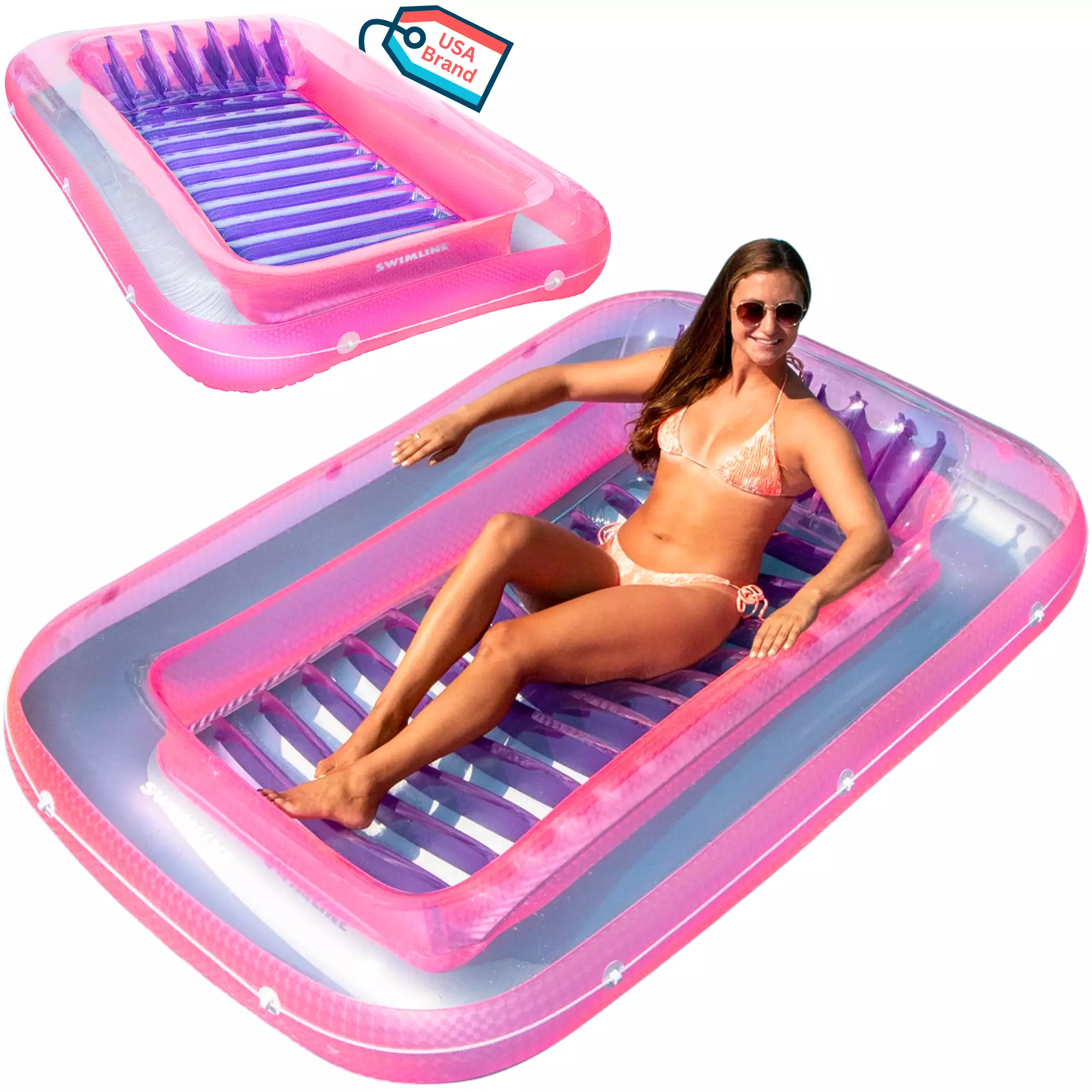 Swimline Classic Edition Inflatable Suntan Tub Pool Lounger Pink and Purple