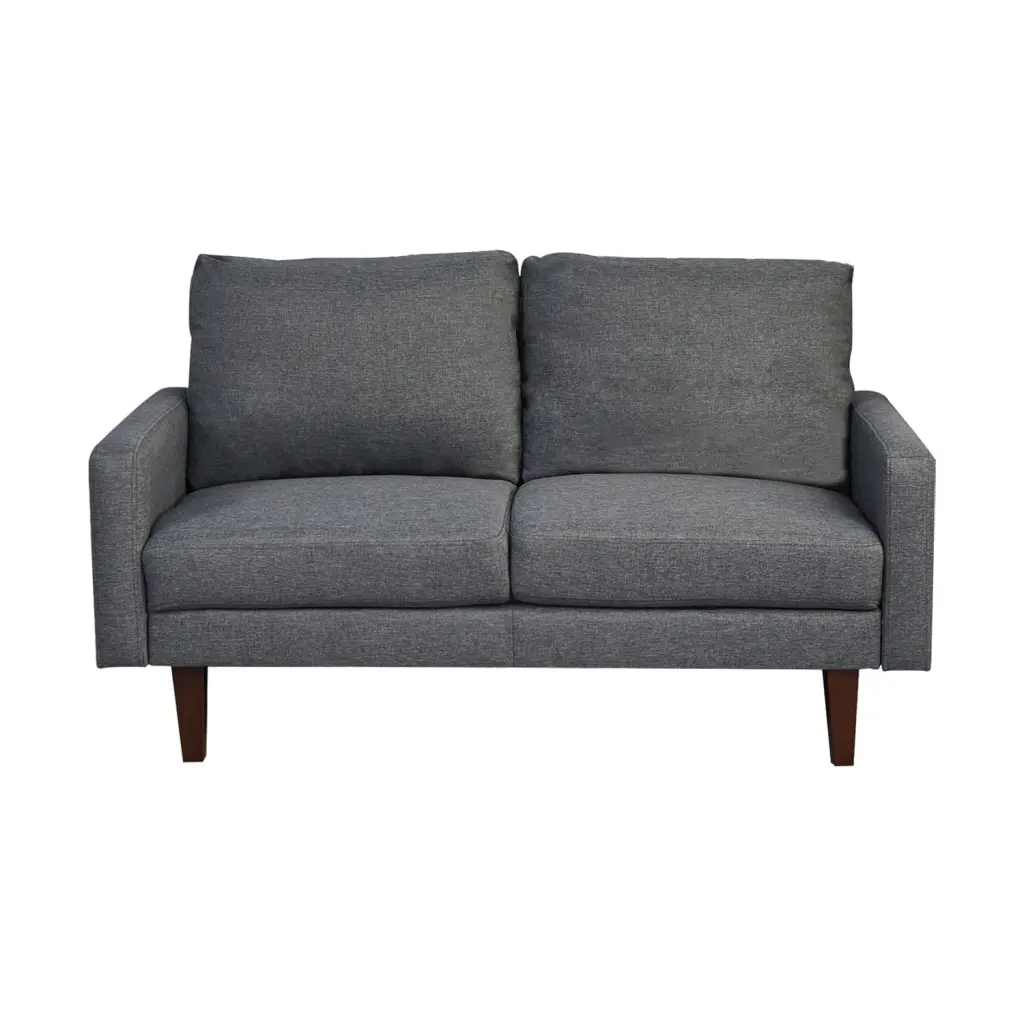 Hybition Linen Loveseat Modern Sofa Wooden Legs Living Room Office Light Grey