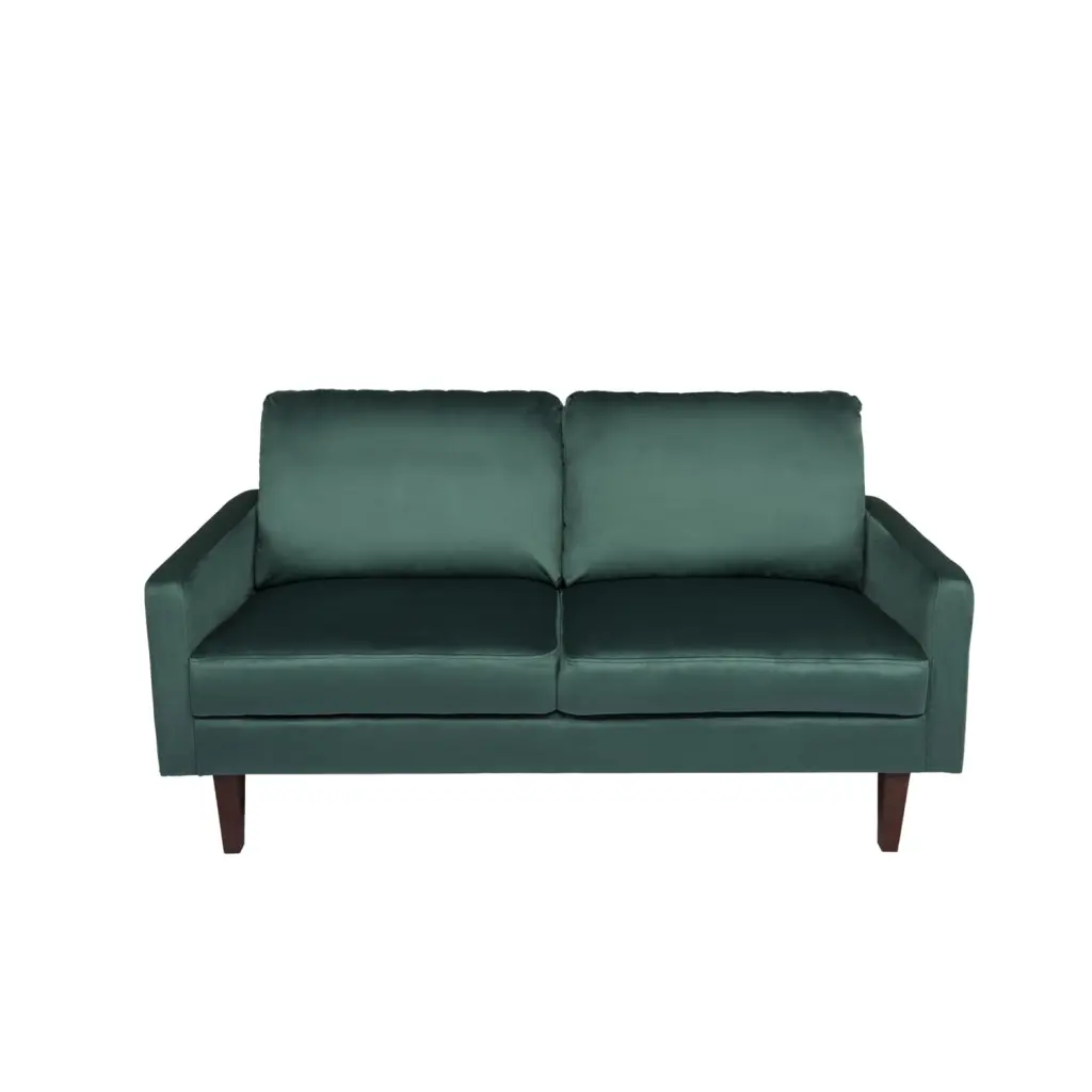 Hybition Velvet Loveseat Modern Sofa Wooden Legs Living Room Office Green