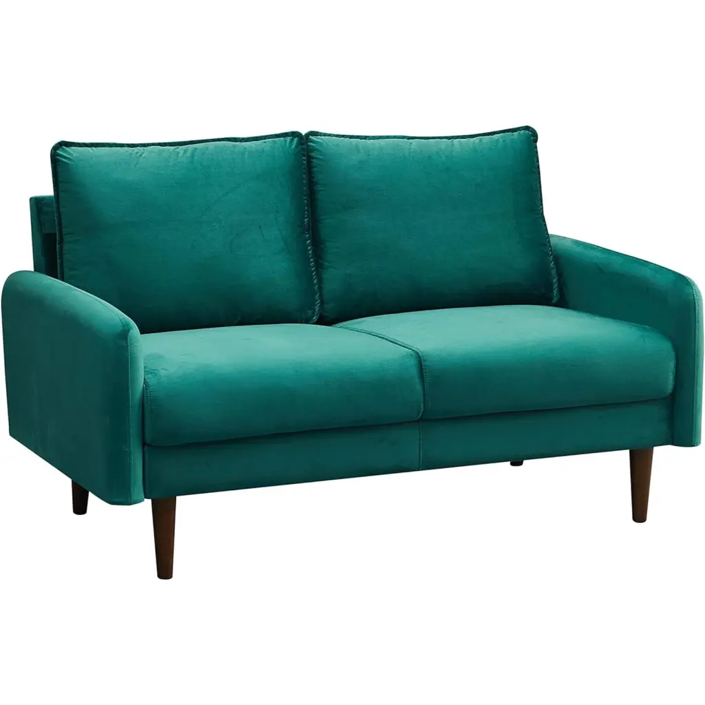 Hybition Velvet Loveseat Modern Sofa Wooden Legs Living Room Green