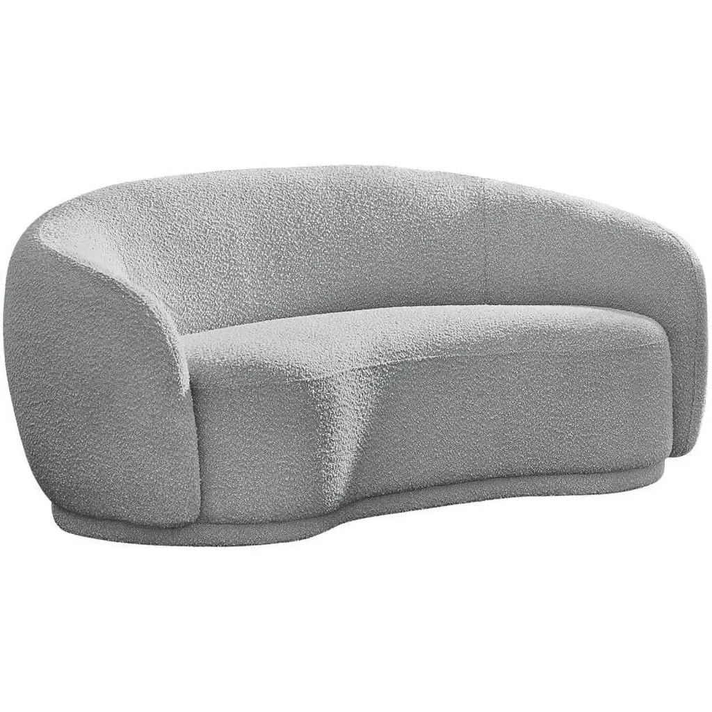 Maklaine Contemporary Boucle Fabric Loveseat Rounded Back Gray
