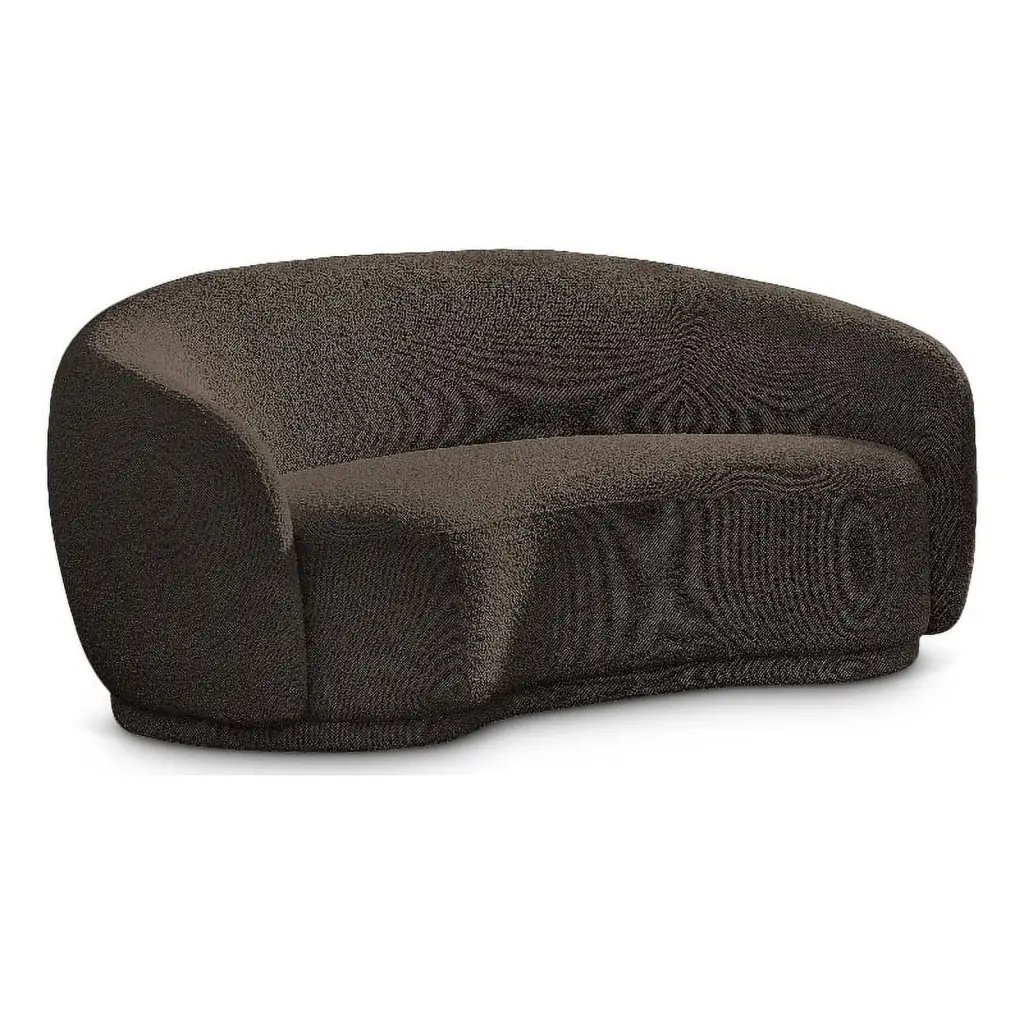 Meridian Furniture Hyde Brown Boucle Fabric Loveseat - Elegant Living Room Seating