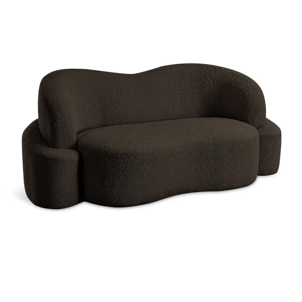 Meridian Furniture Principessa Brown Boucle Fabric Loveseat - Elegant Living Room Seating