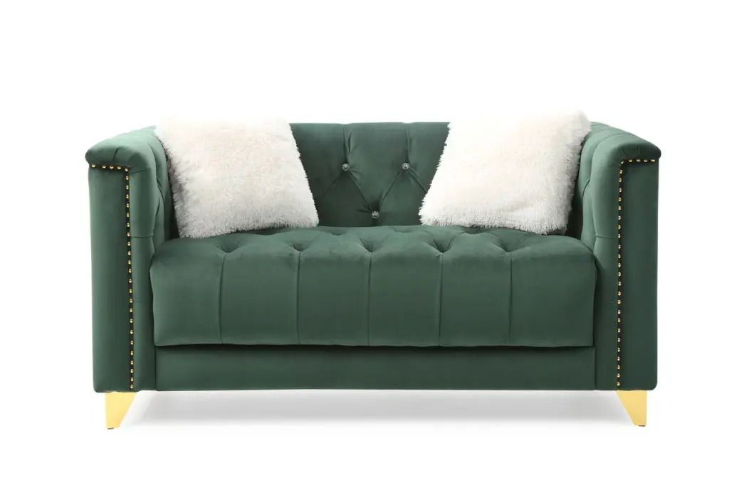Sportaza Tufted Upholstery Loveseat Finished Fabric Green - Stylish Sofa