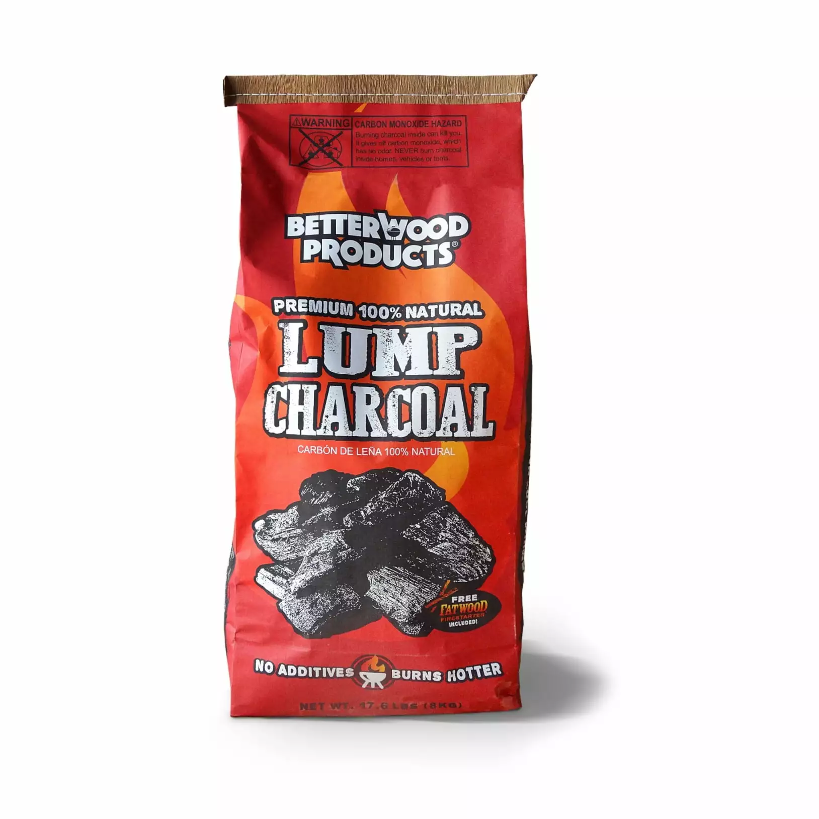 Betterwood 100% Natural Hardwood Lump Charcoal 17.6 lbs - High Heat Long Burn Grilling