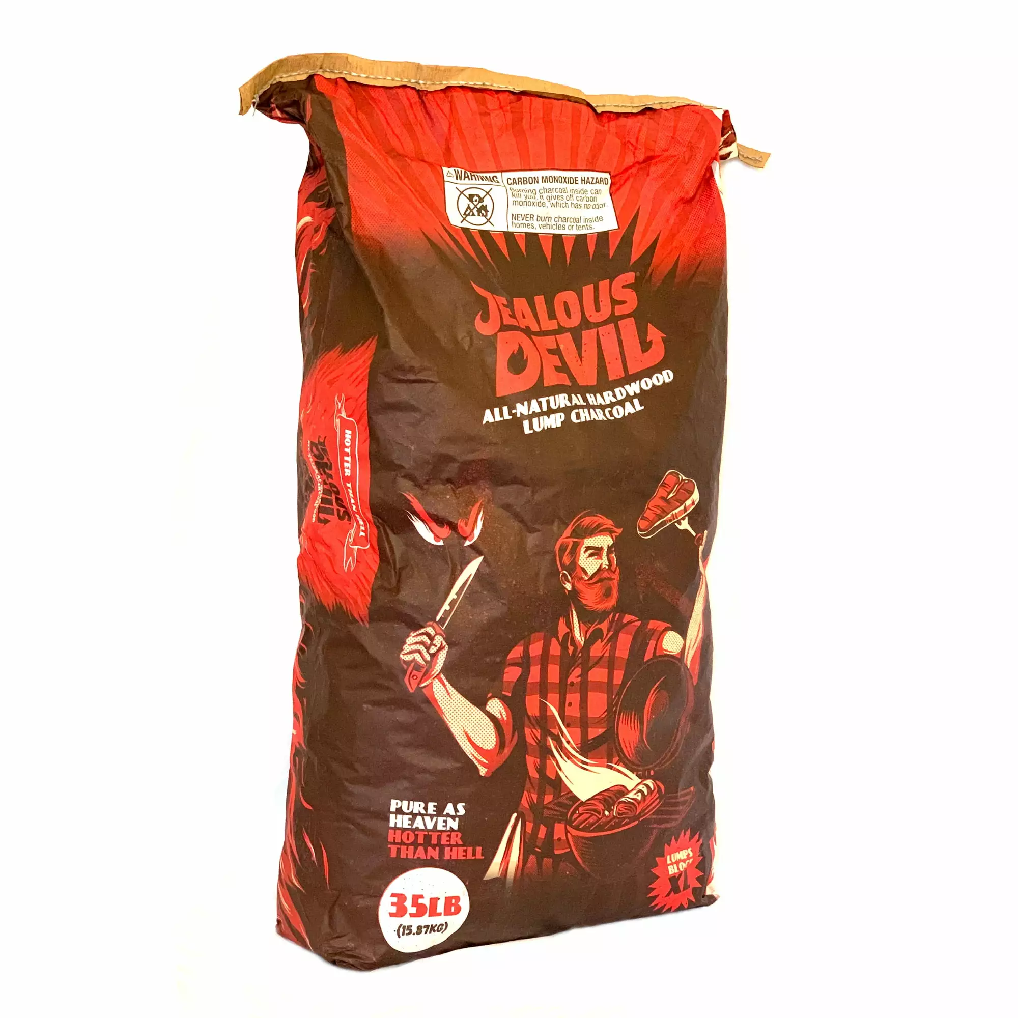 Jealous Devil All Natural Hardwood Lump Grill Charcoal 35 Pound Paper Bag High Performance Grilling