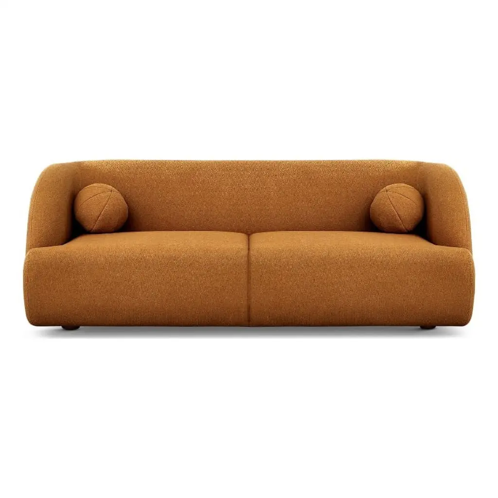 Pemberly Row Modern Luxury Style Boucle Fabric Curvy Sofa Couch Orange