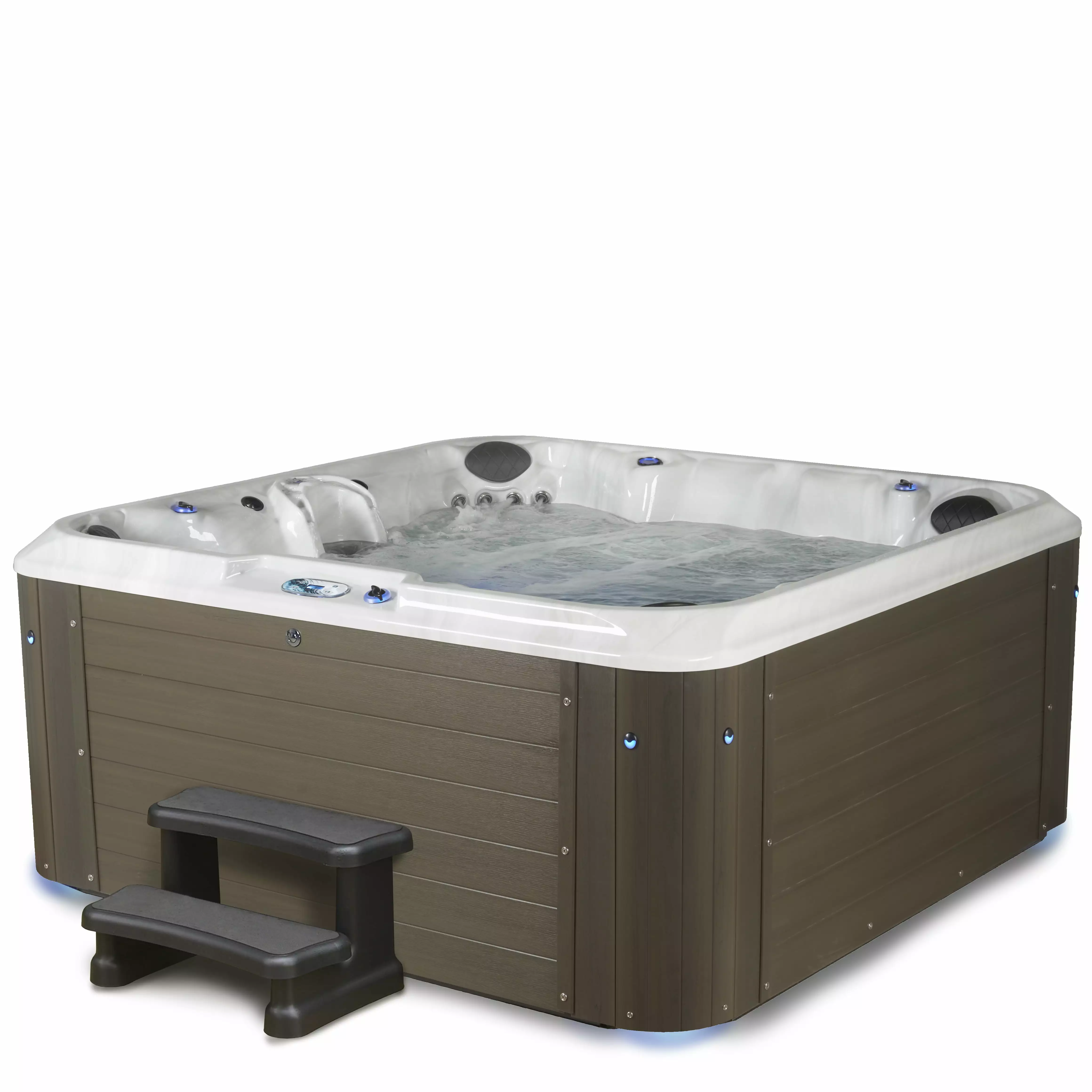 Amplified 100-Jet 6-Person Lounger Spa Bluetooth Stereo and 3 Pumps Aqualife Strong Spas