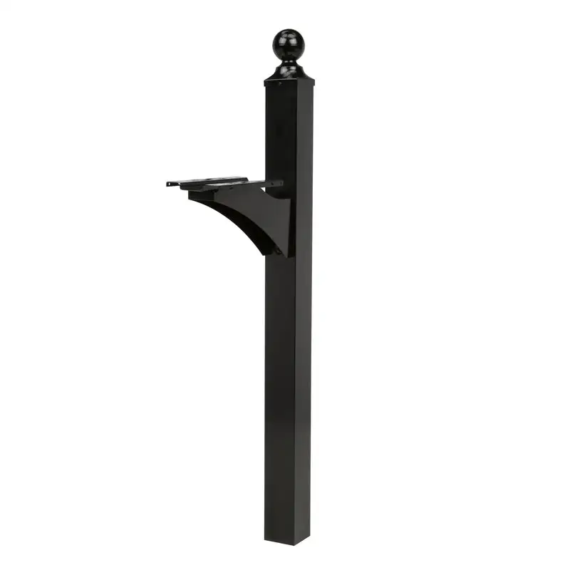Gibraltar Mailboxes Landover 56.4 Inch Powder Coated Black Aluminum Steel Mailbox Post