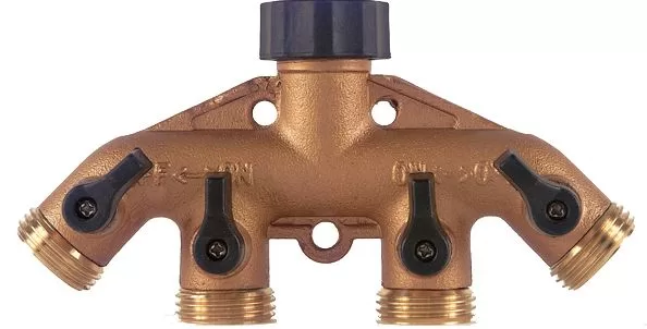 Melnor 9009A 4-Way Manifold Shut-Off Valve Metal Construction Garden Hose Systems