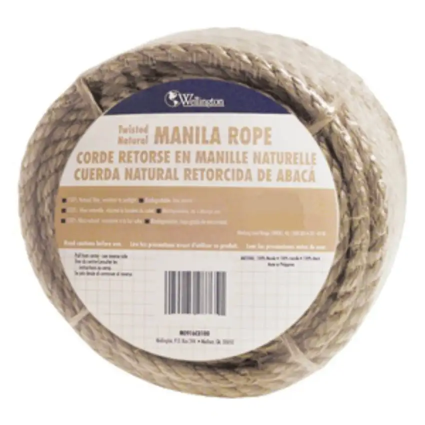 Wellington 1/2 Inch x 600 Feet Twisted Manila Multi-Purpose Rope Natural Fiber