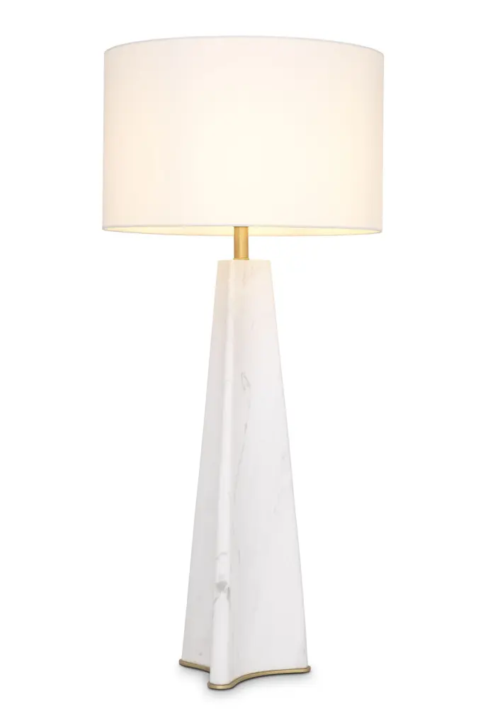 White Marble Table Lamp Eichholtz Benson Luxury Desk Lighting