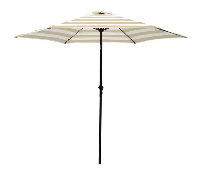 Seasonal Trends UM90BKOBD04/WT Taupe and White Market Umbrella Outdoor