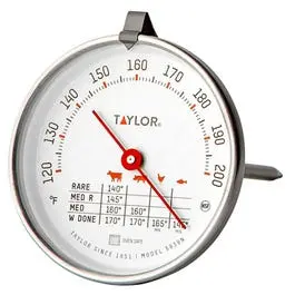 Meat Thermometer Dial Stainless Steel 5-1/2-Inch Cooking Taylor