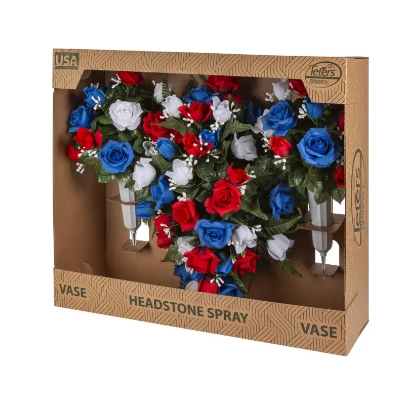 Gerson Memorial Rose Vase and Headstone Set 3 Piece