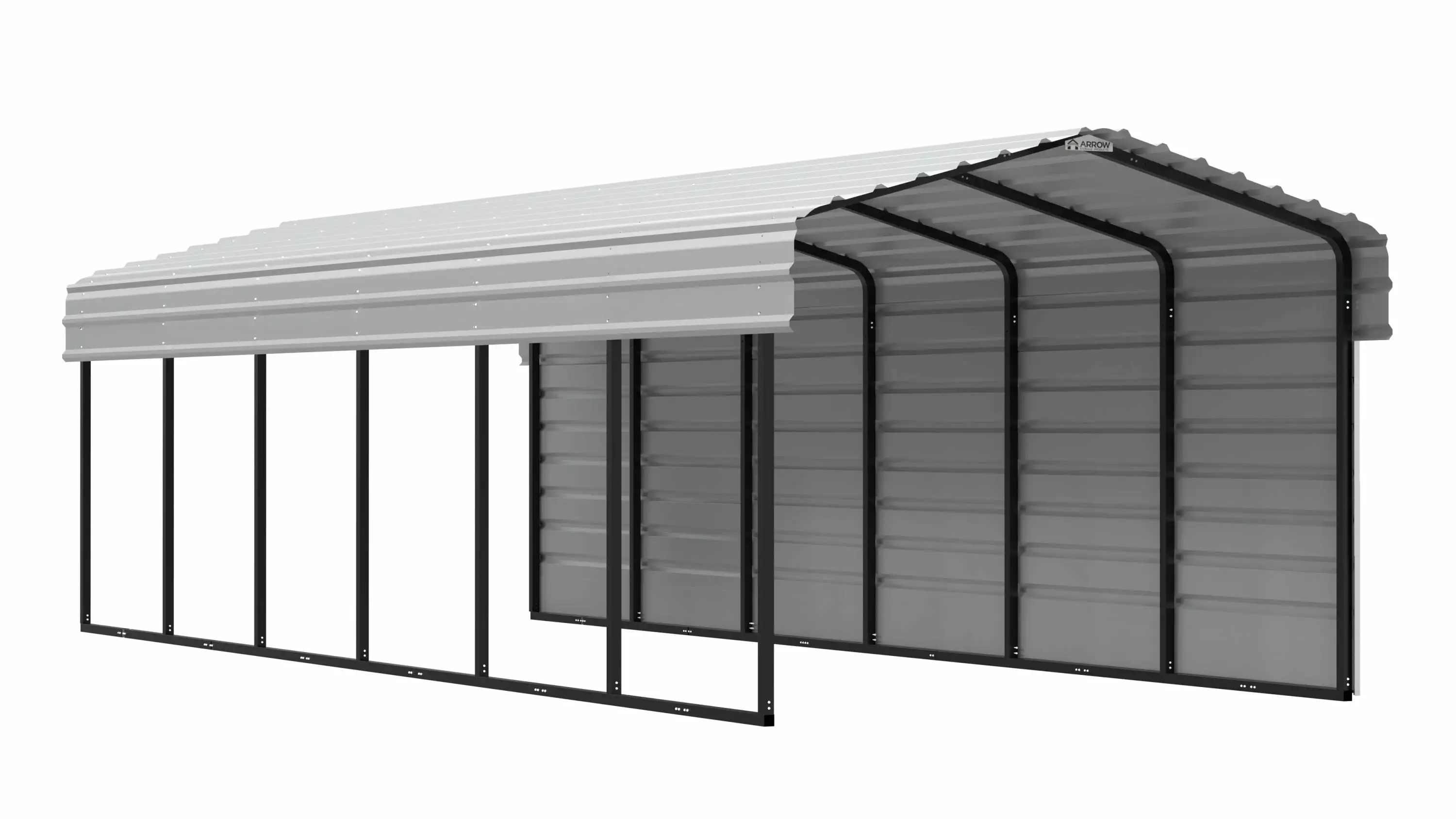 Arrow Galvanized Steel Carport 1-Sided Enclosure 10x29x7 Compact Metal Carport Kit Eggshell