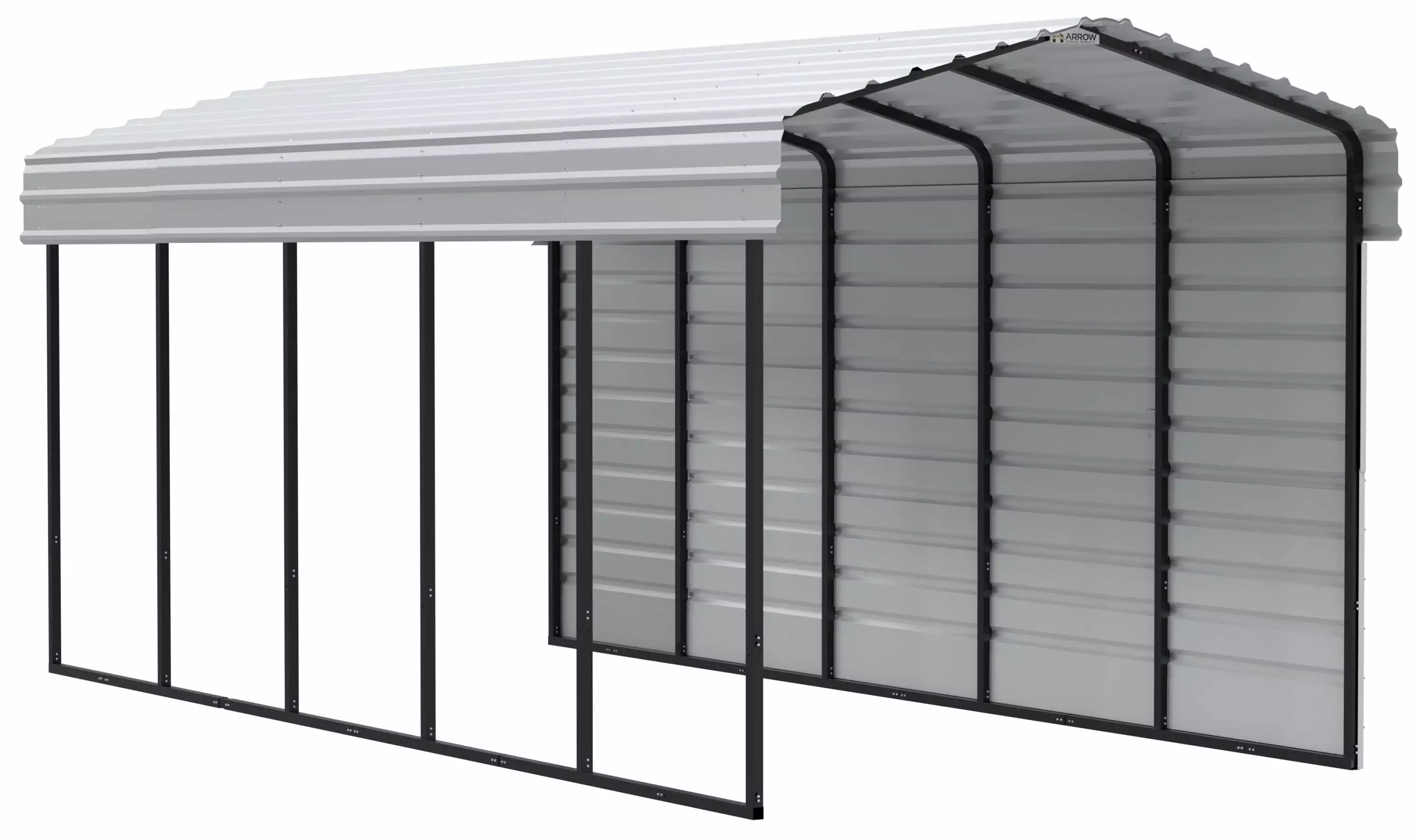 Arrow Galvanized Steel Carport 1-Sided Enclosure 10x24x9 Compact Metal Carport Kit Eggshell
