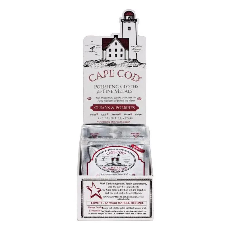 Cape Cod Vanilla Scent Metal Cleaner and Polish 2 Pack Cloth Pack 36