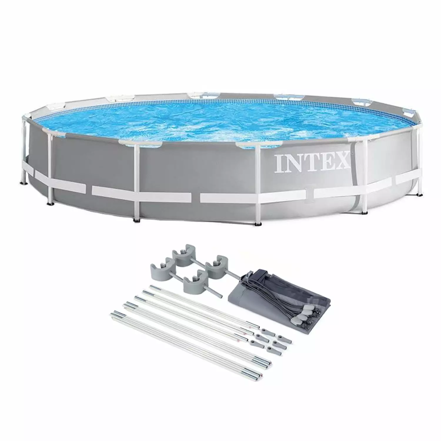 Intex 26700EH 10ft x 30in Prism Metal Frame Above Ground Backyard Swimming Pool Pump Not Included 10
