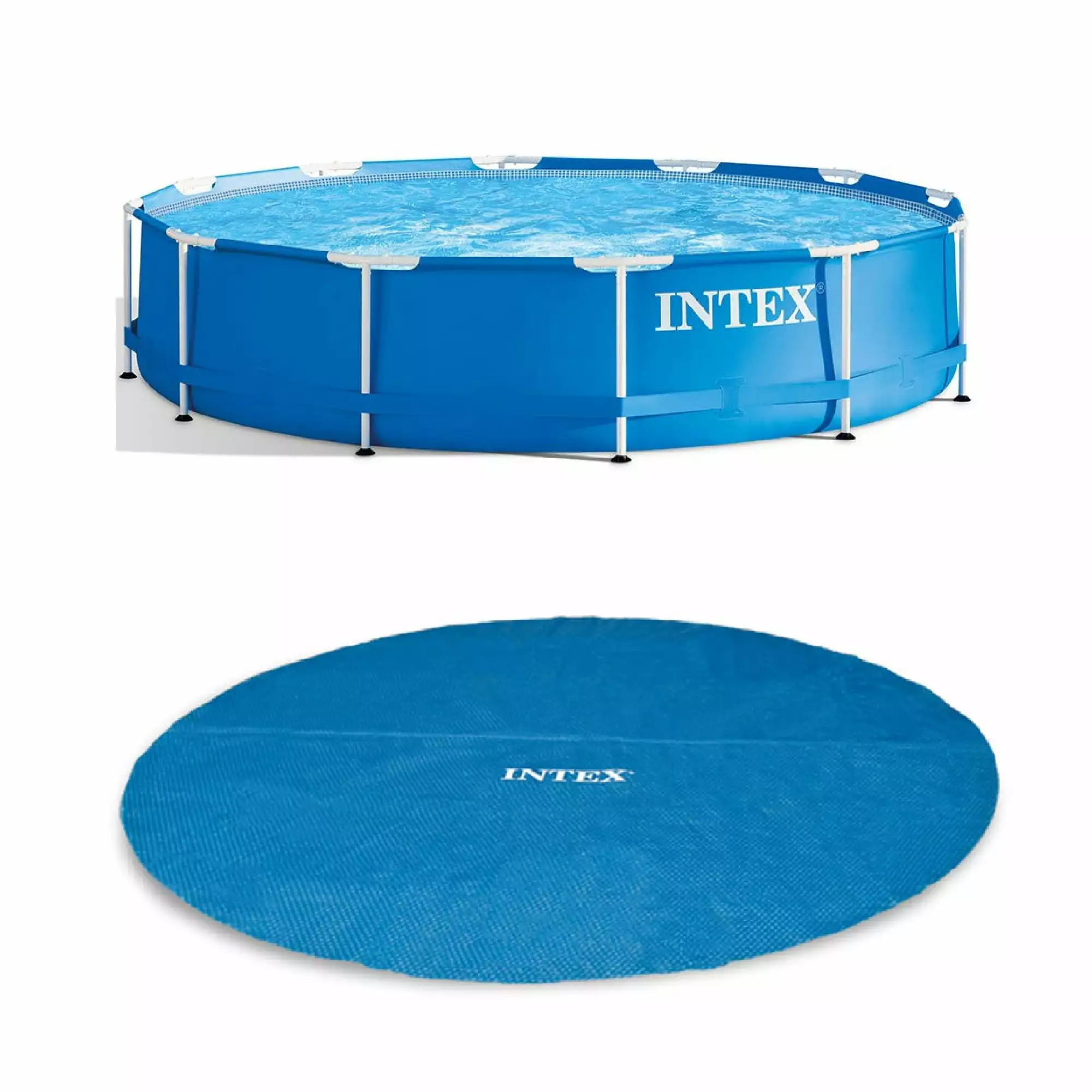 Intex 12 Foot x 30 . Easy Set and Metal Frame Pool Solar Cover Tarp Blue 12