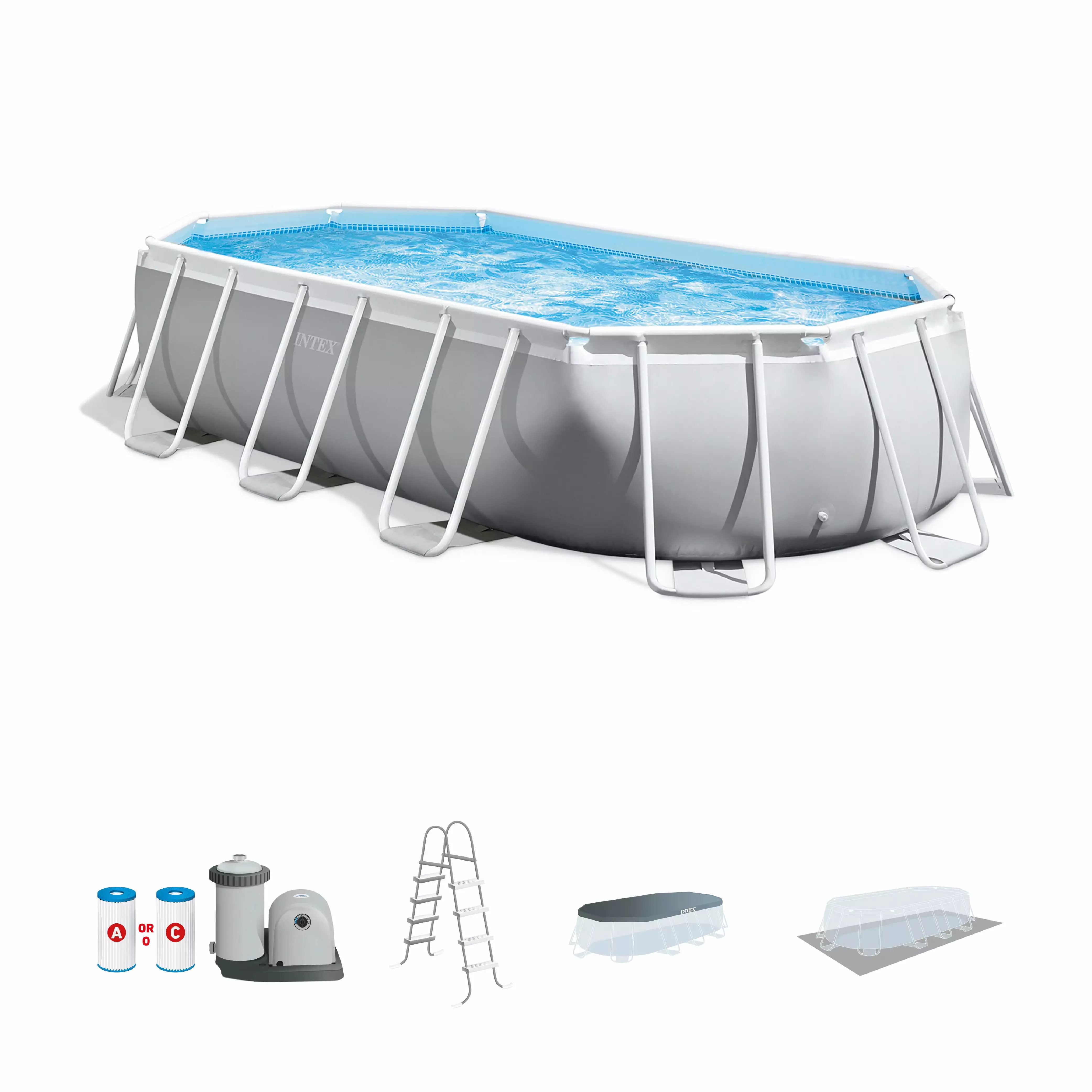 INTEX Prism Frame 16.5ft x 48in Above Ground Swimming Pool Set Pump